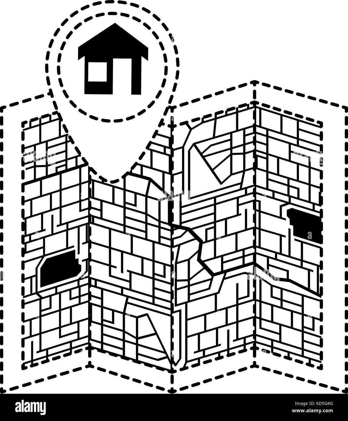 paper map with pointer location isolated icon vector illustration ...