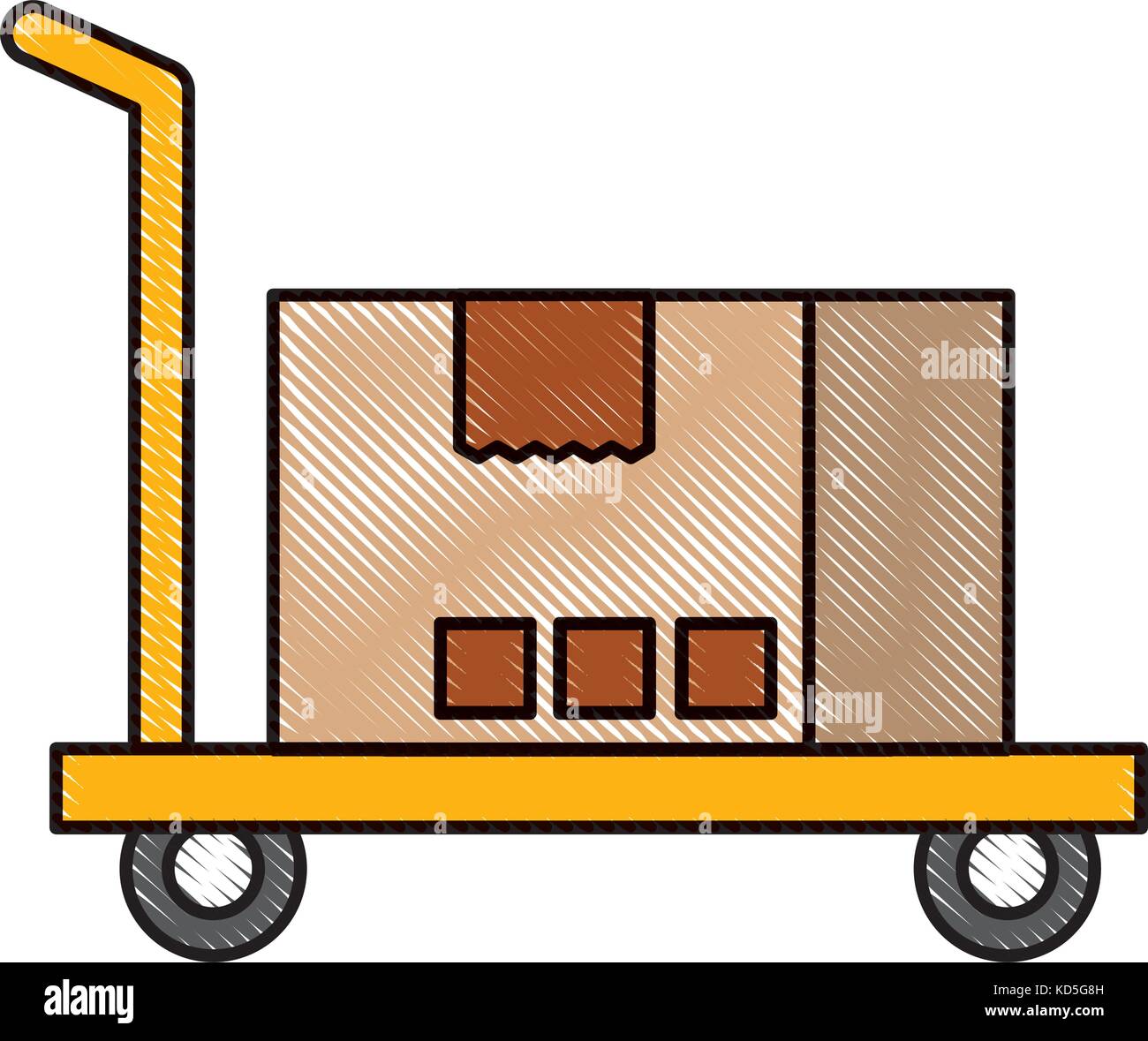 hand truck with cardboard box storage Stock Vector Image & Art - Alamy