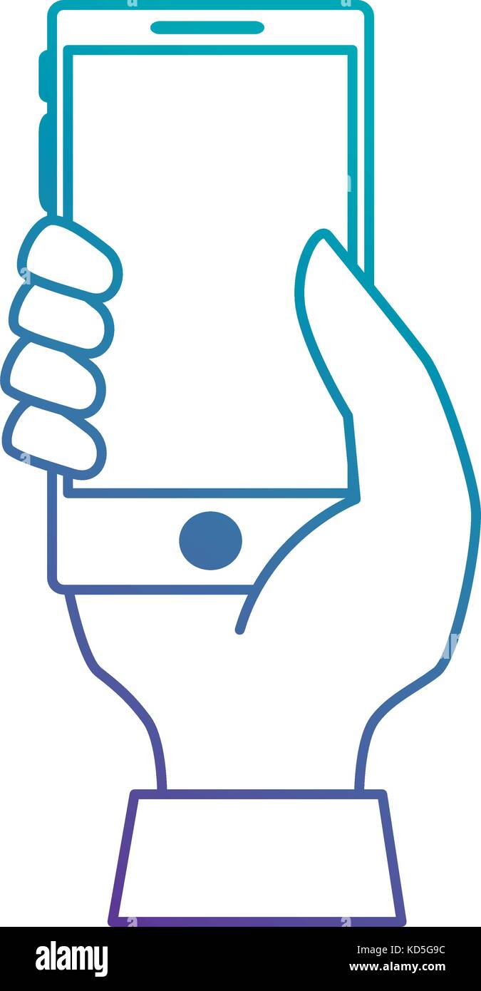 hand user with smartphone device isolated icon vector illustration ...