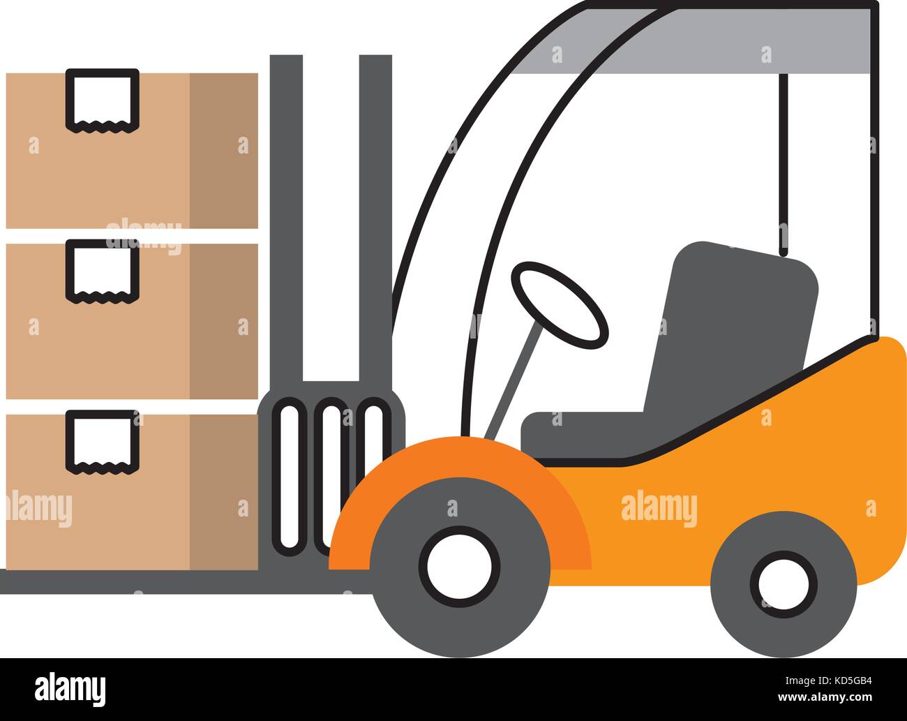 logistic forklift cardboard boxes transport cargo Stock Vector Image ...