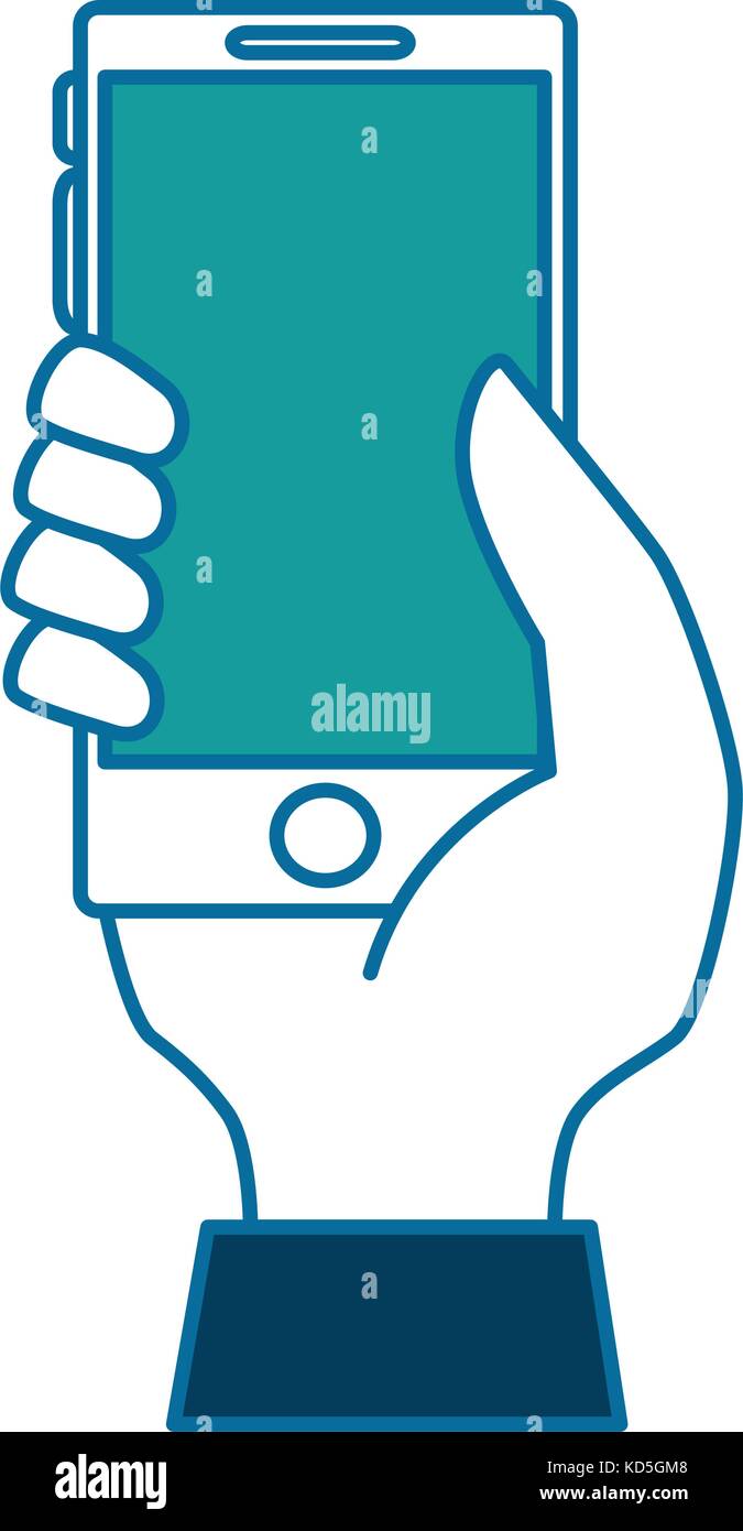 hand user with smartphone device isolated icon vector illustration ...