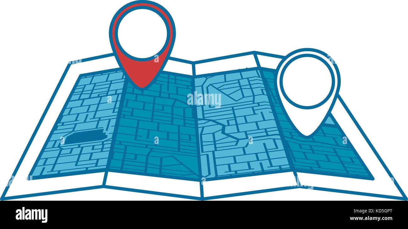 paper map with pointer location isolated icon vector illustration ...