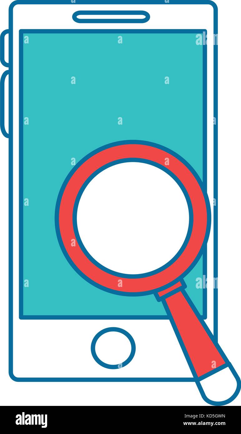 smartphone device with magnifying glass vector illustration design ...