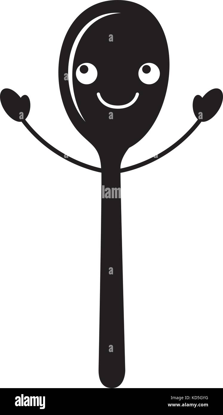 cartoon kitchen spoon utensil restaurant object Stock Vector Image