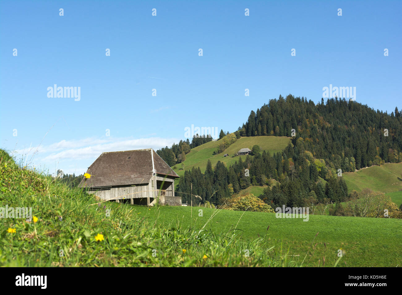 Traditional House in the Emmental, Switzerland in autumn Stock Photo