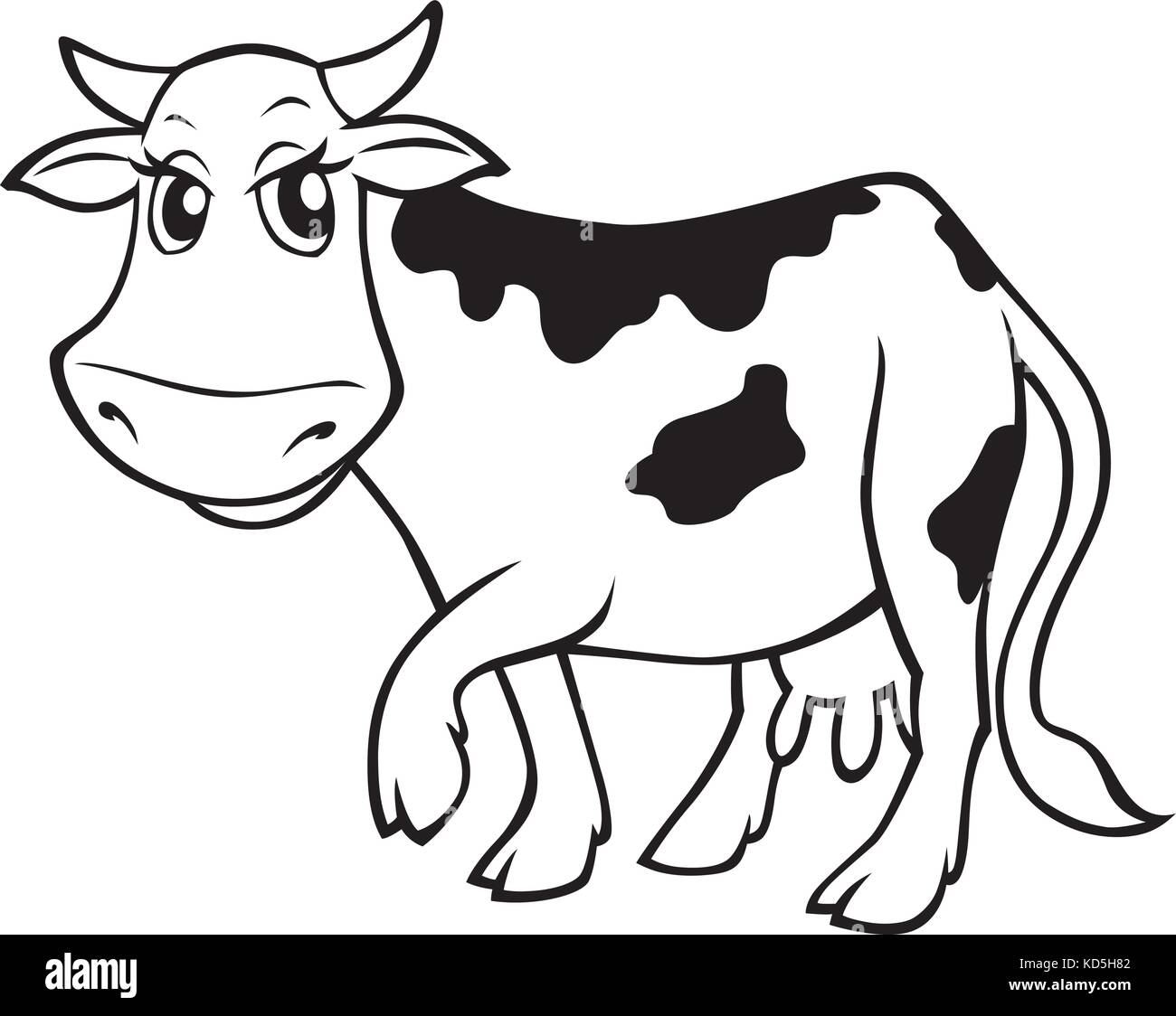 Vector cartoon, black and white drawing of a cute cow Stock Vector Image & Art - Alamy Vector cartoon, black and white drawing of a cute cow Stock Vector Image & Art - Alamy