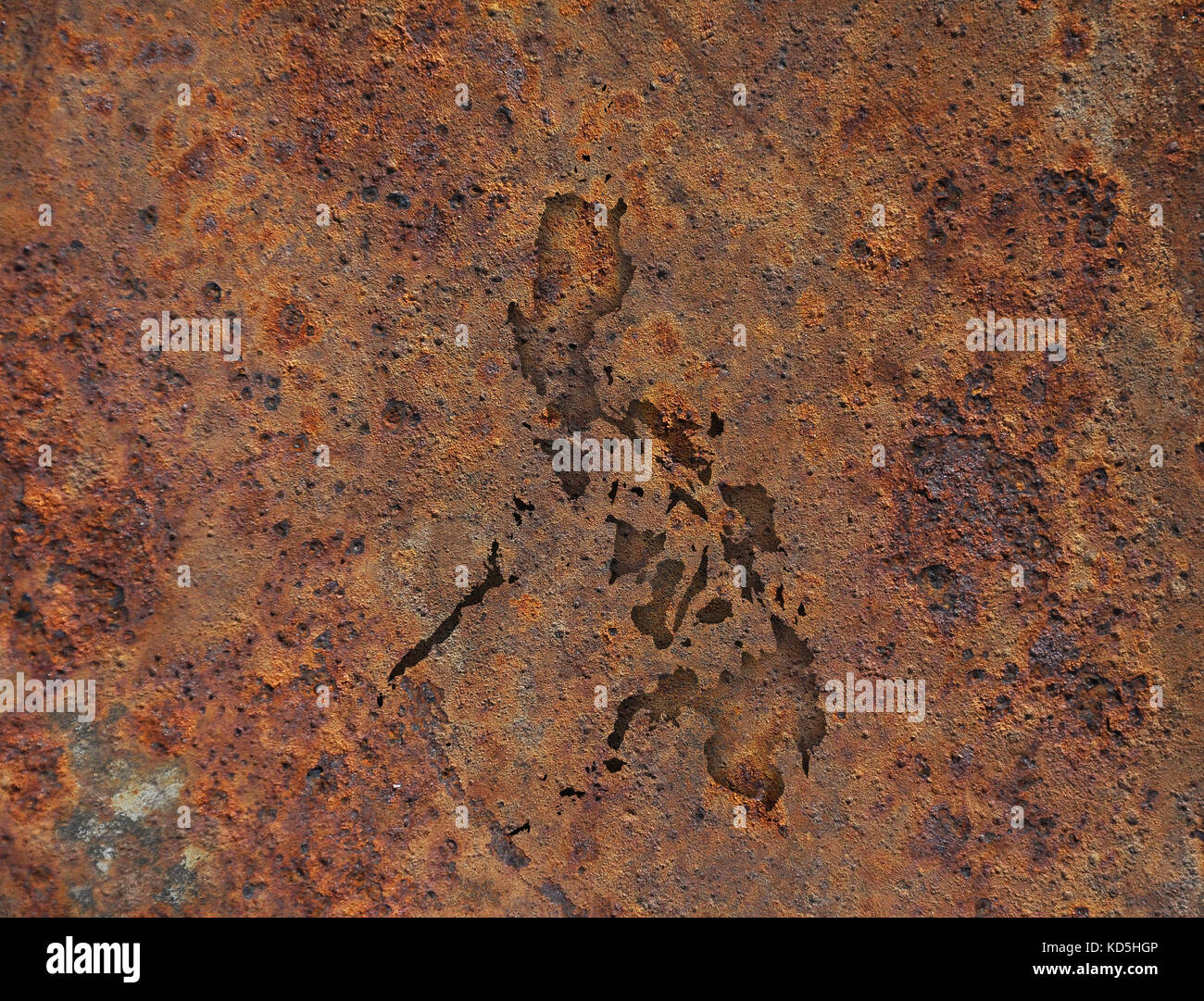 Rusty Rodes Philippines Map of the Philippines on rusty metal Stock Photo - Alamy