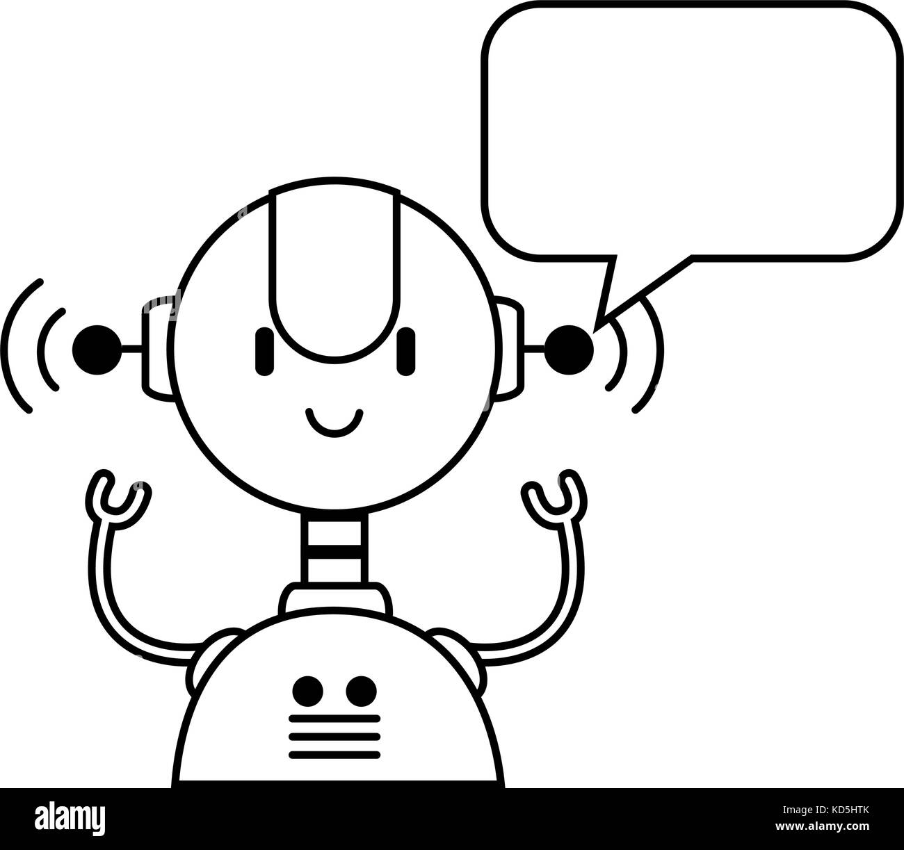 electronic robot with speech bubble character vector illustration ...
