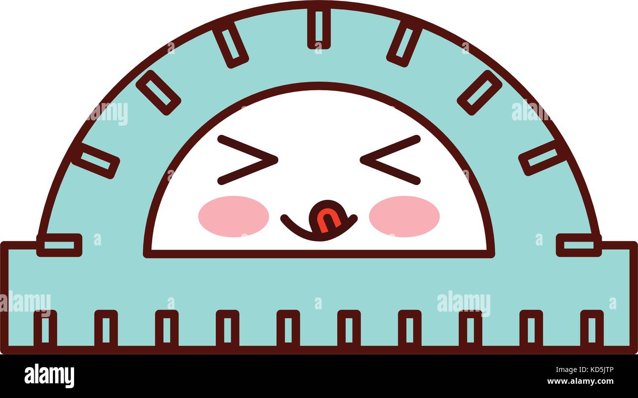 kawaii protractor geometrical instrument angle cartoon Stock Vector