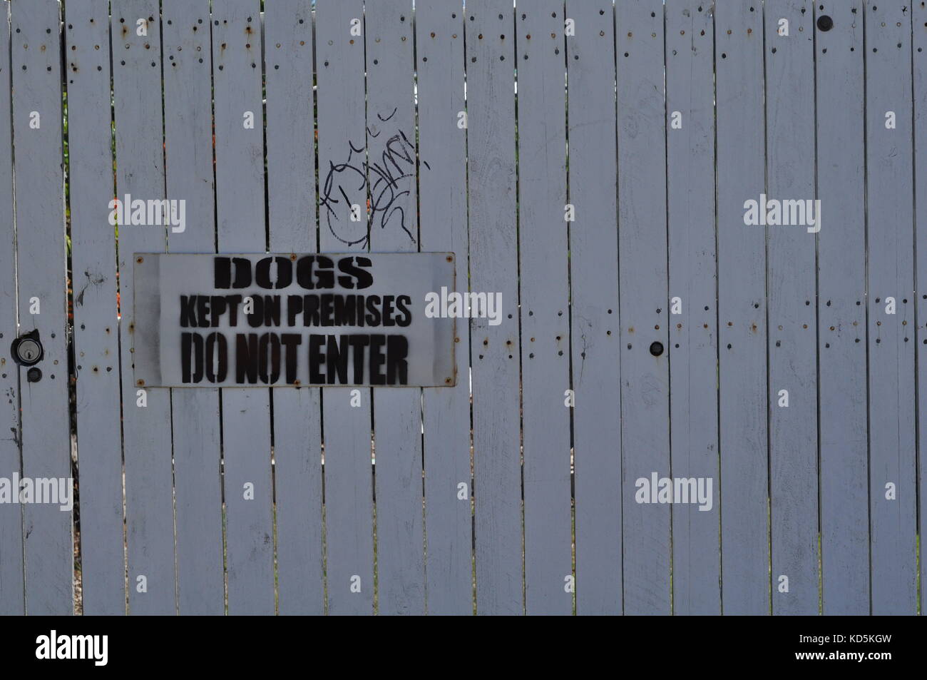 Dogs on premises sign, residential property, Townsville, Queensland