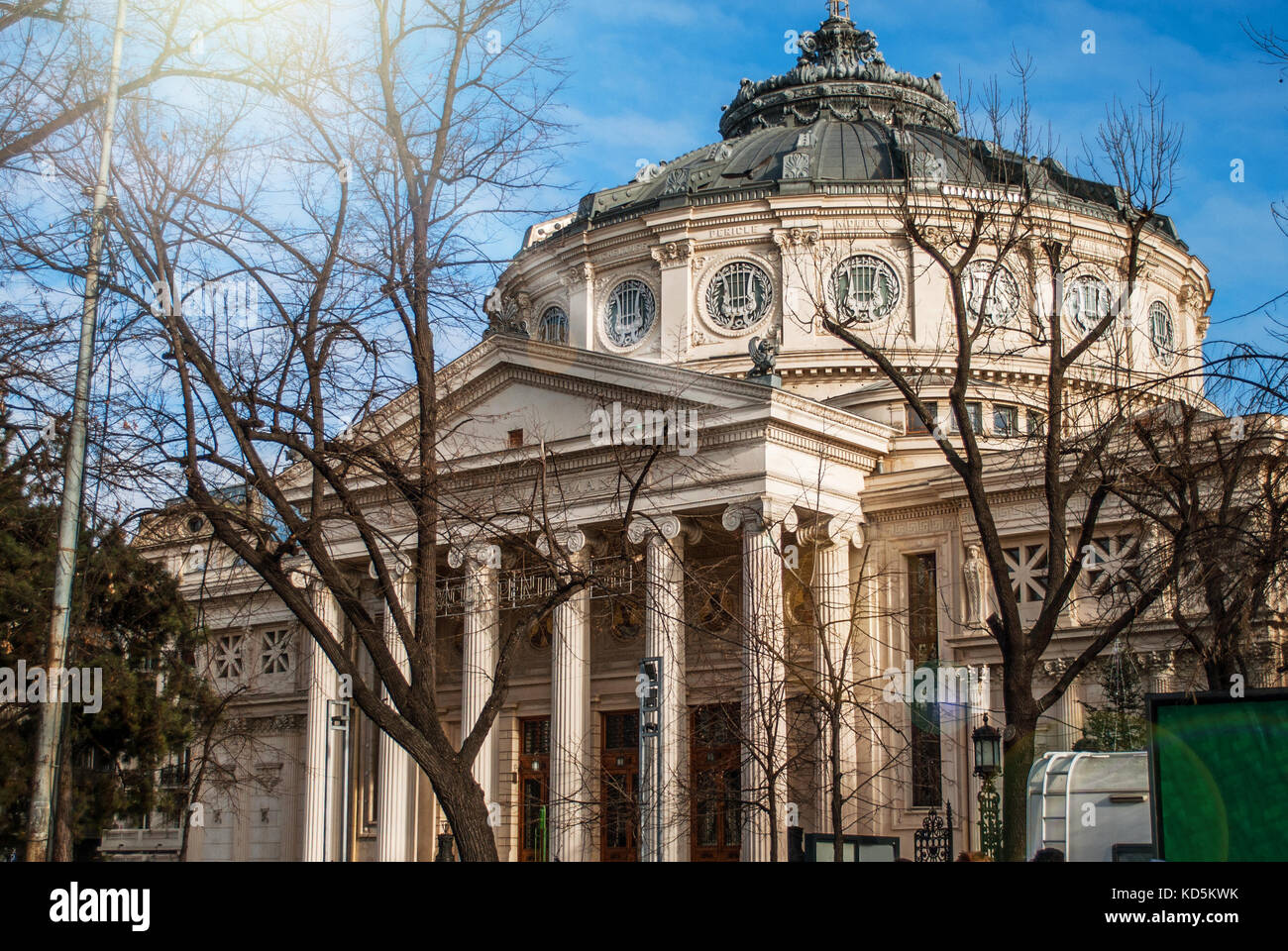 Part of architecture Academy of Music in Bucharest, Romania Stock Photo