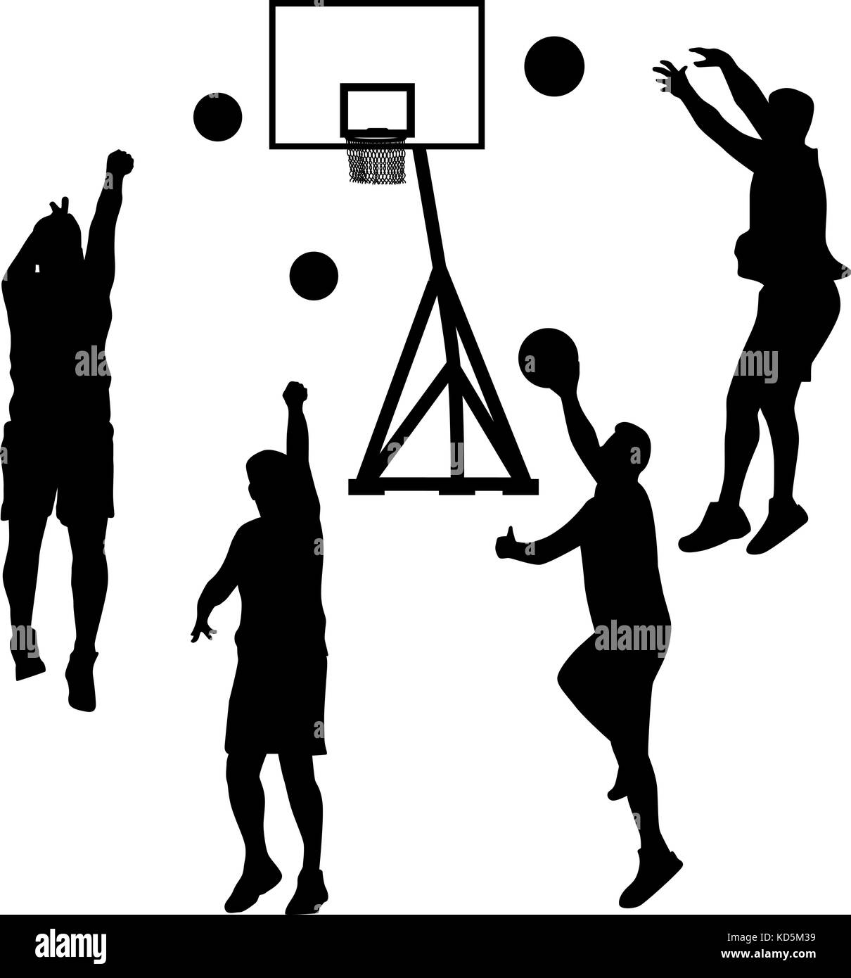 basketball player in different poses silhouette vector Stock Vector