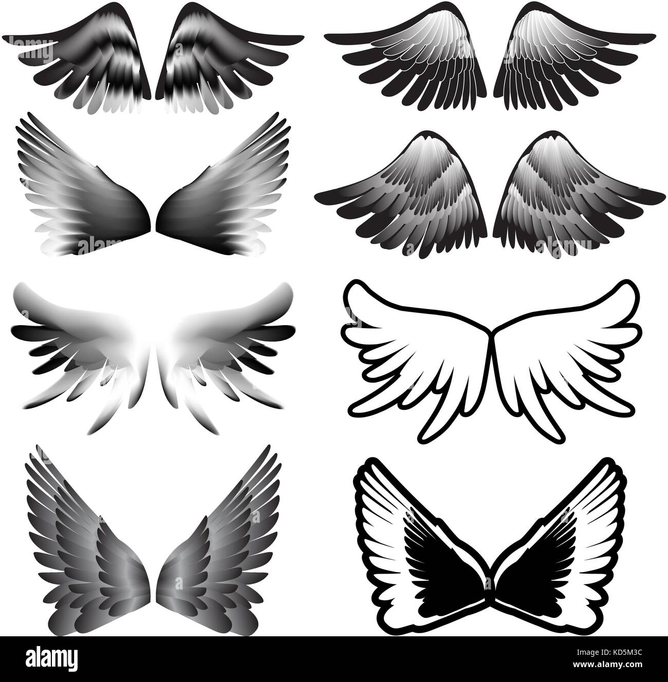 Heraldic Wings Set Stock Illustration - Download Image Now - Abstract,  Angel, Animal Body Part - iStock