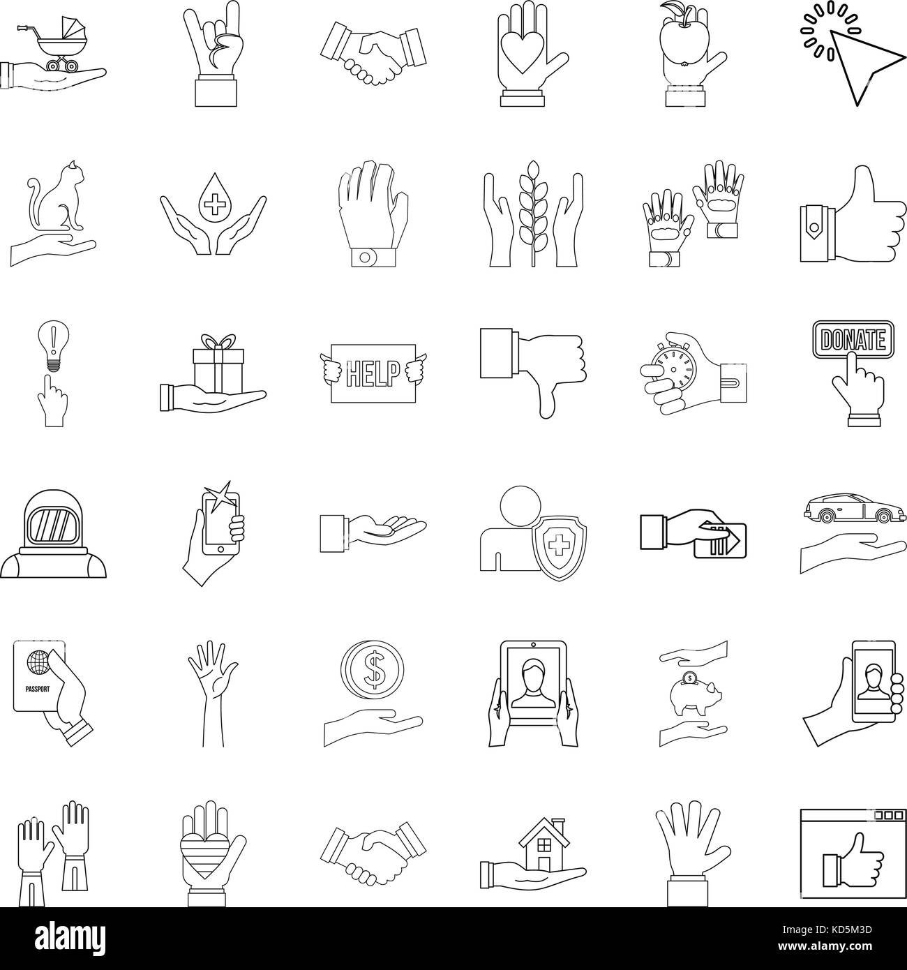 Protection icons set, outline style Stock Vector Image & Art - Alamy