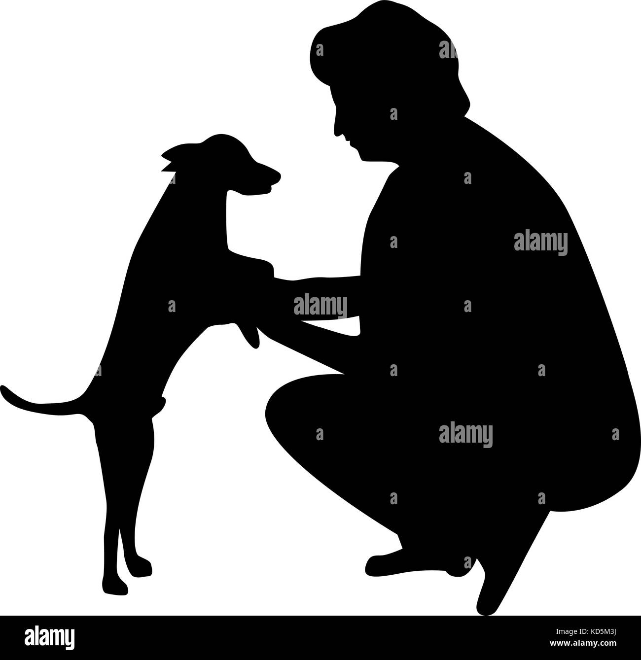 woman and dog silhouette vector Stock Vector