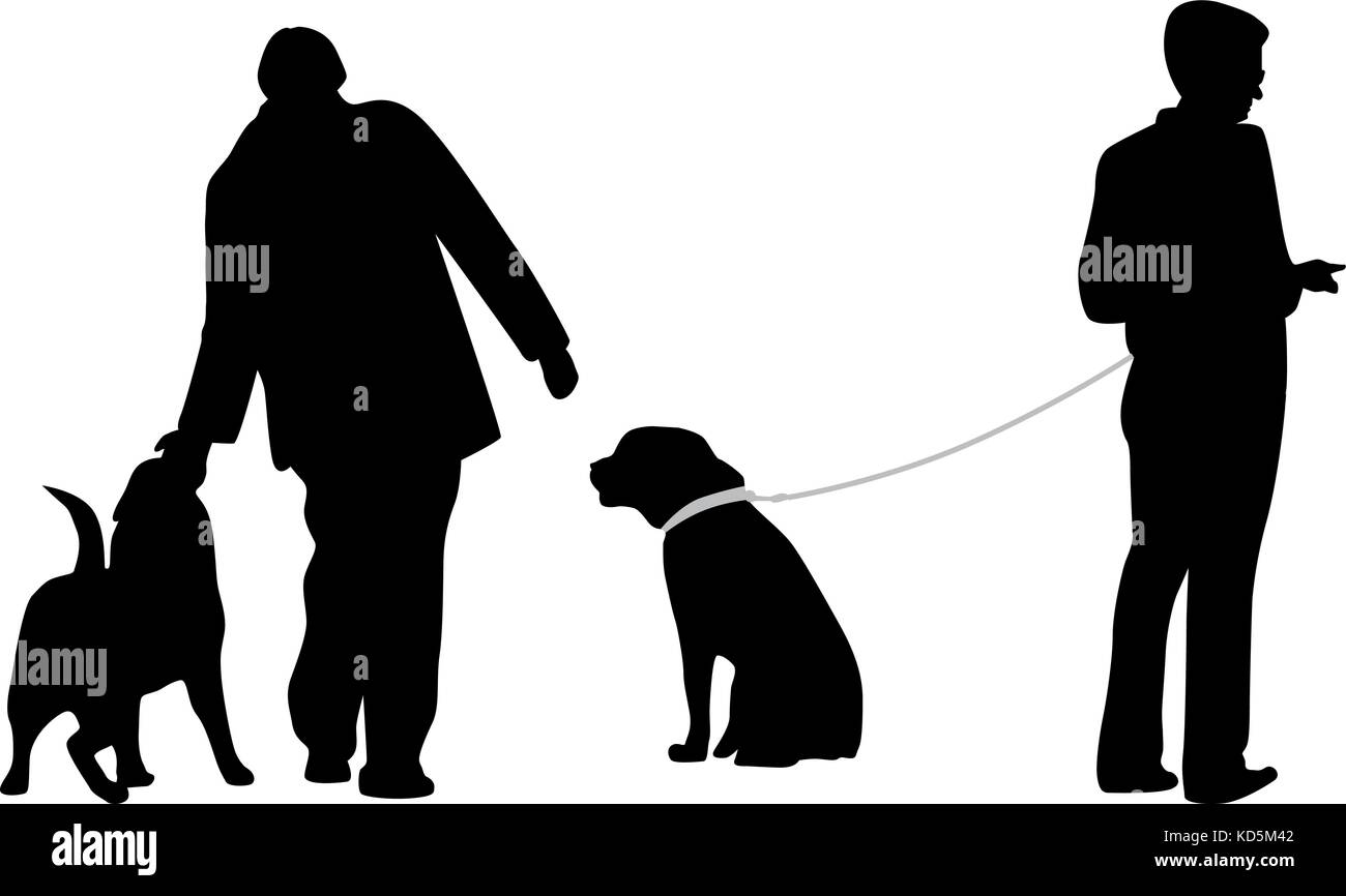 people and dog silhouette vector Stock Vector