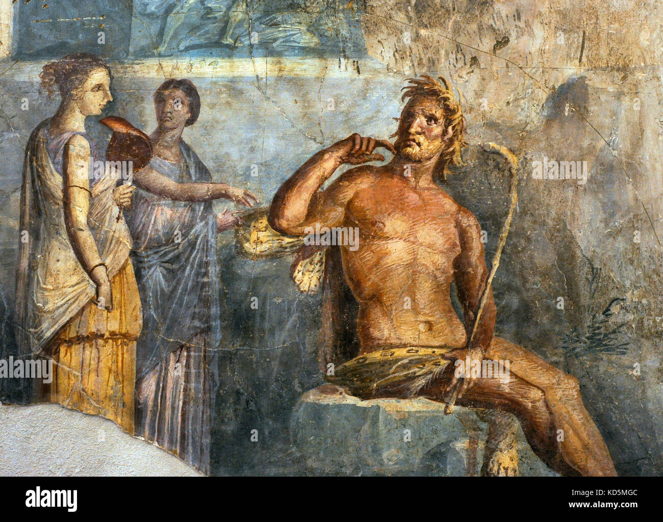 Galatea finds Polyphemus. Detail. Roman fresco. Fourth Pompeian style (45-79). From Portici, Italy. National Archaeological Museum. Naples. Italy. Stock Photo
