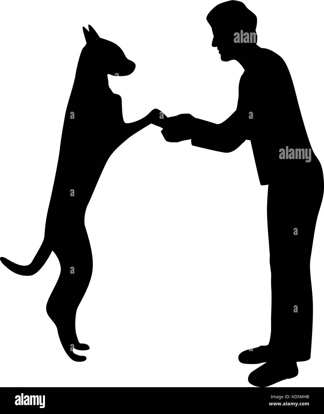 woman and dog silhouette vector Stock Vector