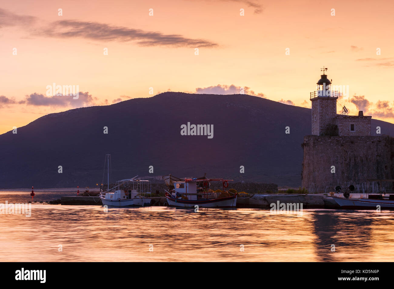 Early morning at Santa Maura castle in Lefkada island, Greece. Stock Photo