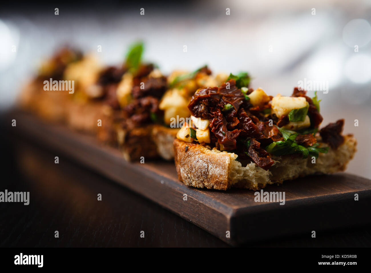 Bruschetta with sundried tomatoes Stock Photo Alamy