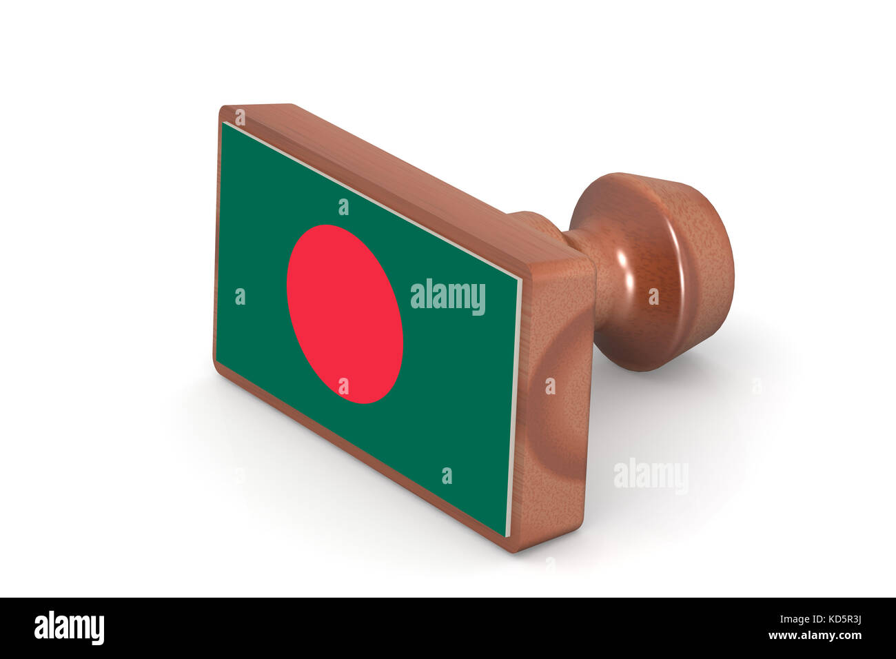 Wooden stamp with Bangladesh flag image with hi-res rendered artwork that could be used for any graphic design. Stock Photo