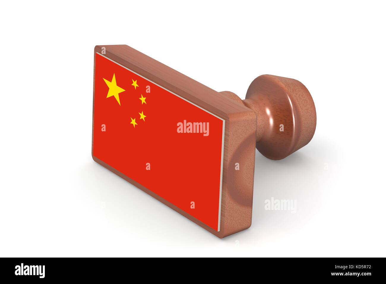 Wooden stamp with China flag image with hi-res rendered artwork that could be used for any graphic design. Stock Photo