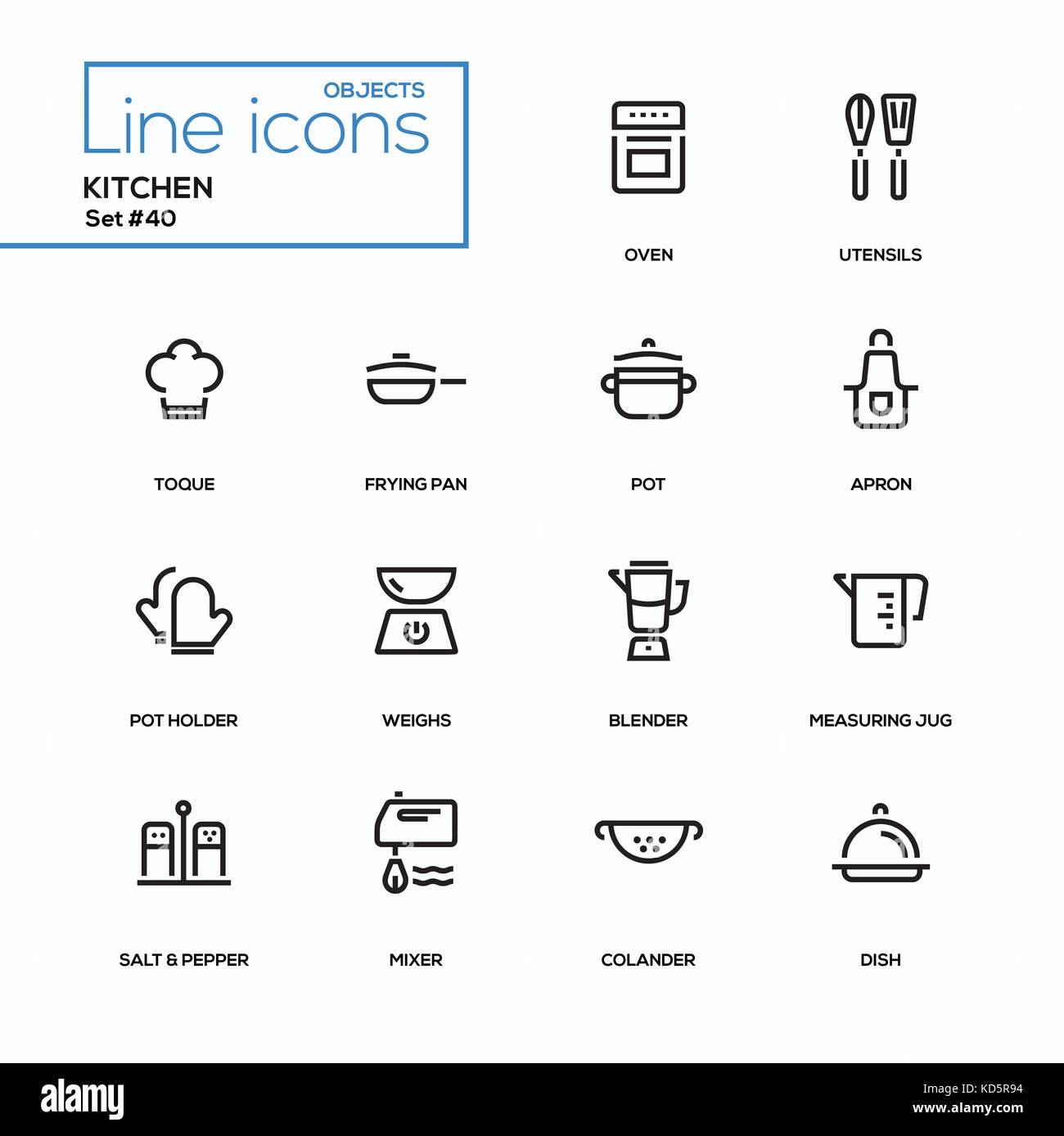 Kitchen utensils - line design icons set Stock Vector Image & Art - Alamy