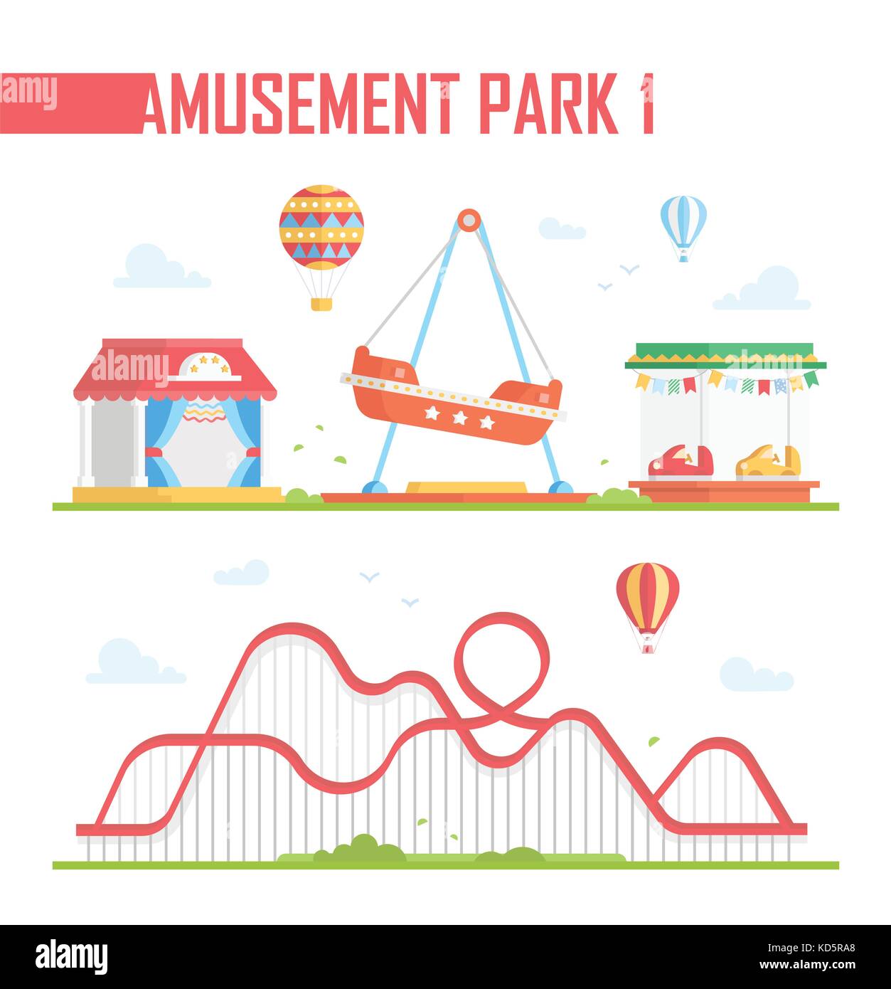 Set of amusement park elements - modern vector illustration Stock ...