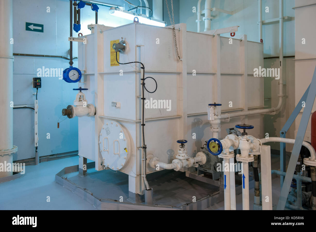 Container ship sewage treatment plant Stock Photo