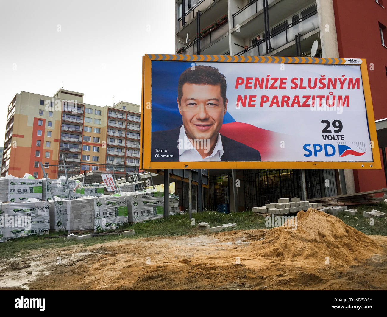 Billboard Of Spd Freedom And Direct Democracy Tomio Okamura Stock Photo Alamy