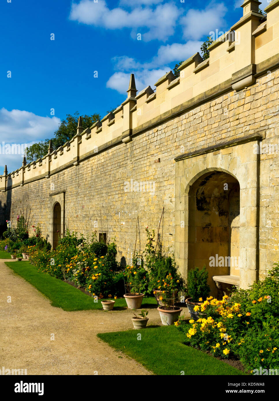 The walled garden at Bolsover Castle Derbyshire England UK built in the ...