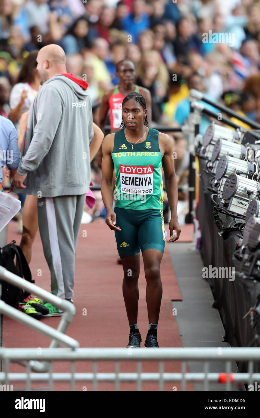 Caster SEMENYA (South Africa) after competing in the Women's 1500m Heat 1 at the 2017, IAAF World Championships, Queen Elizabeth Olympic Park, Stratford, London, UK. Stock Photo