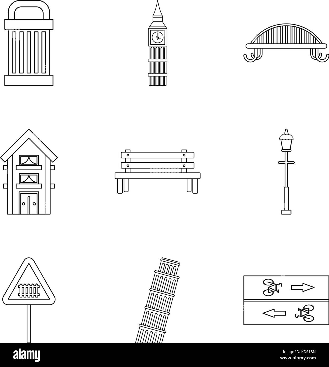 Park elements icons set, outline style Stock Vector Image & Art - Alamy