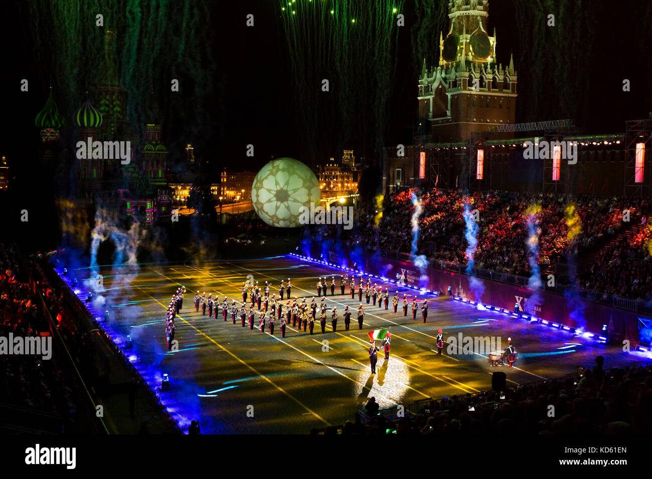 Performance of The Carabinieri band of Italy on International Military Tattoo Music Festival “Spasskaya Tower” in Moscow, Russia Stock Photo