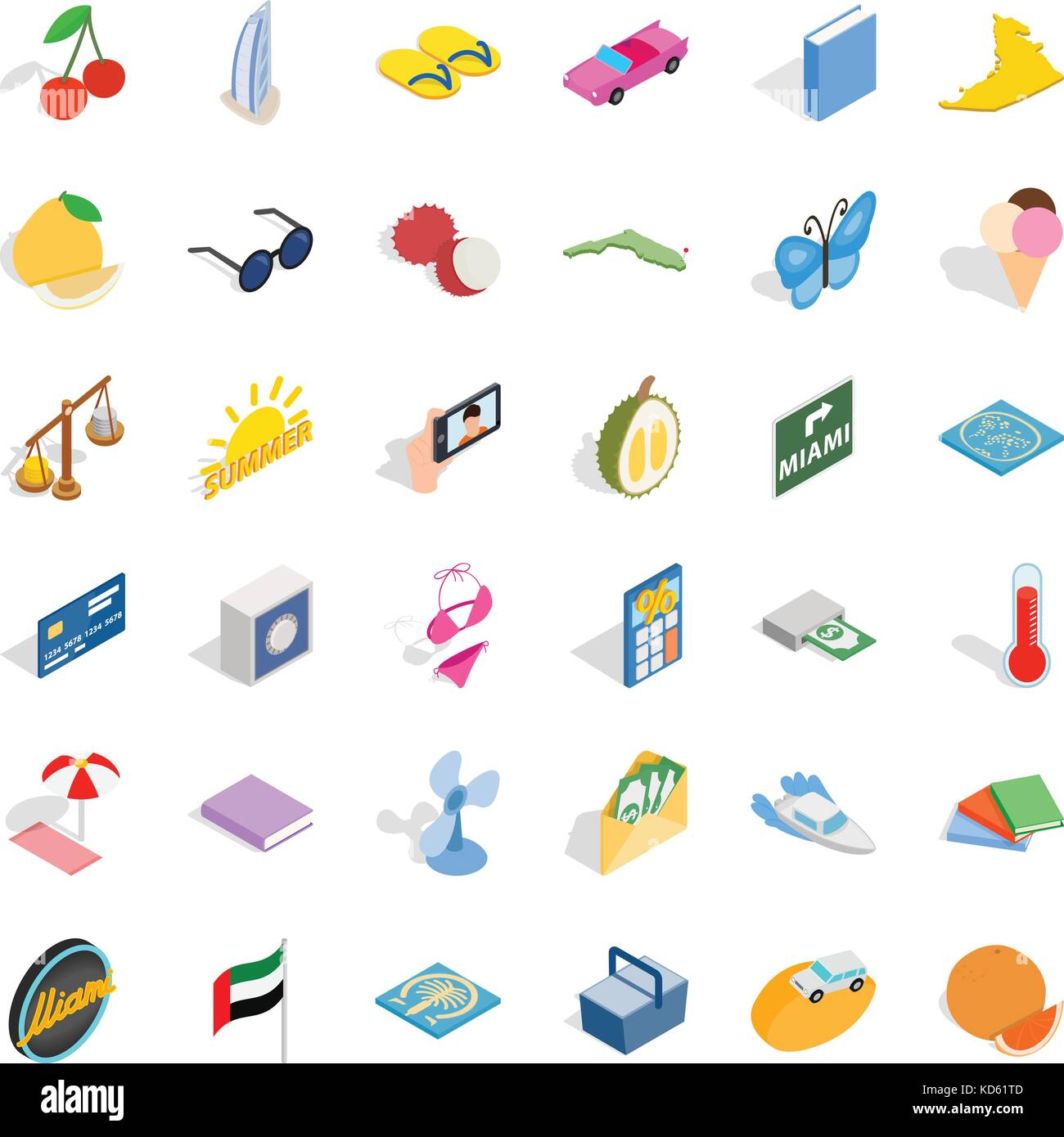 Miami icons set, isometric style Stock Vector Image & Art - Alamy