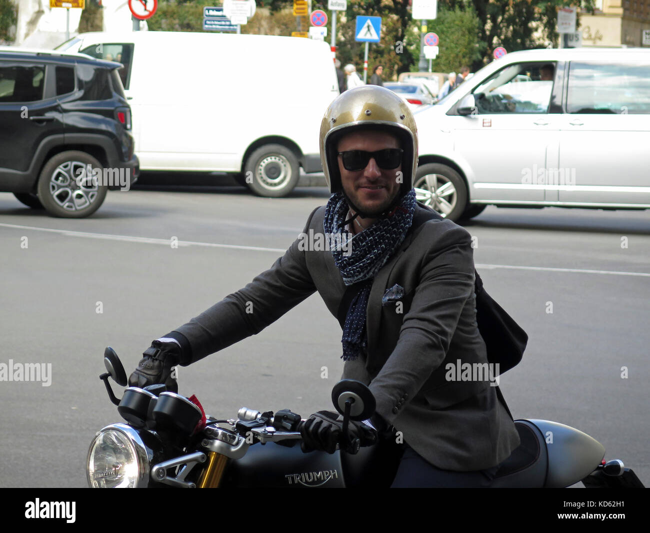 Motorcyclist, Vienna Stock Photo