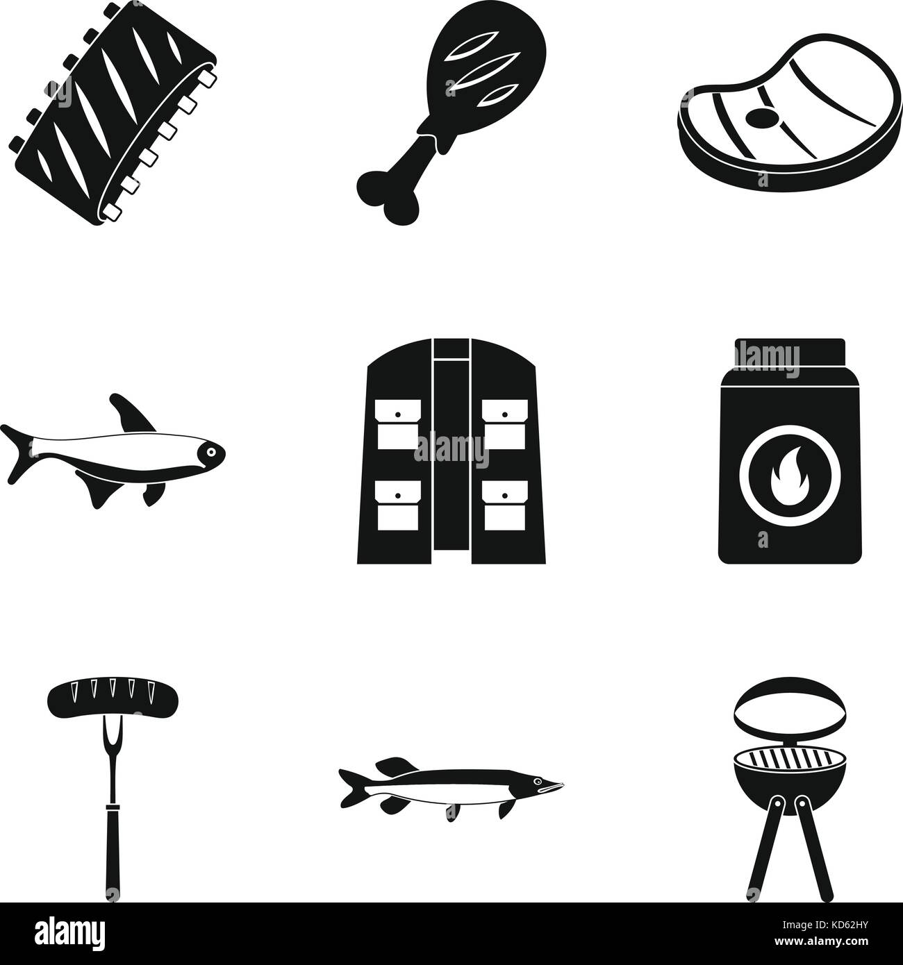Meat feast icons set, simple style Stock Vector Image & Art - Alamy