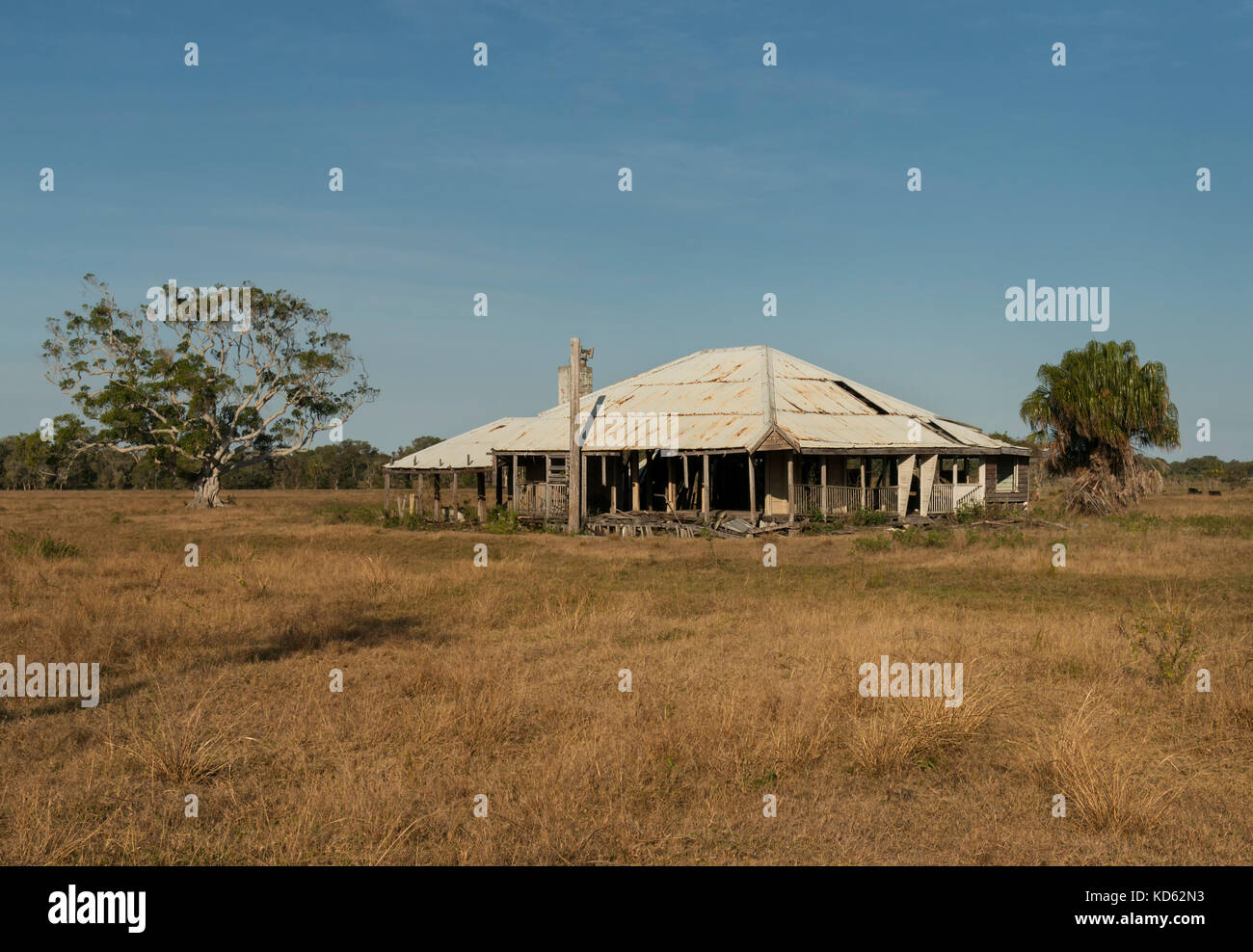 Australian rural scene with a derelict building in need of some loving care. Stock Photo