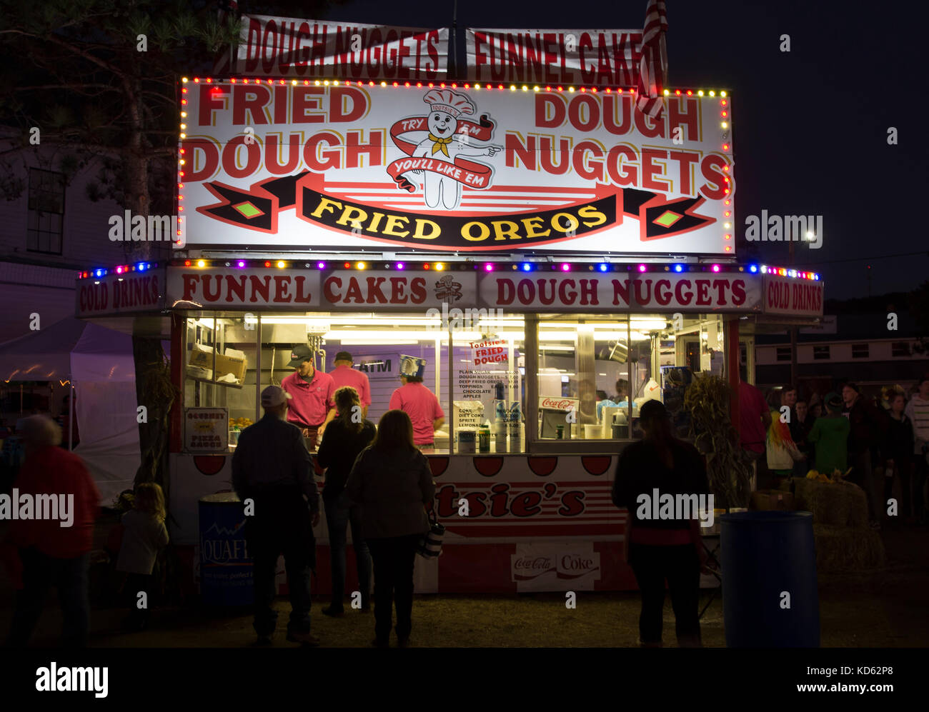 The food court at night at the Fryeburg Fair, Fryeburg, Maine, USA