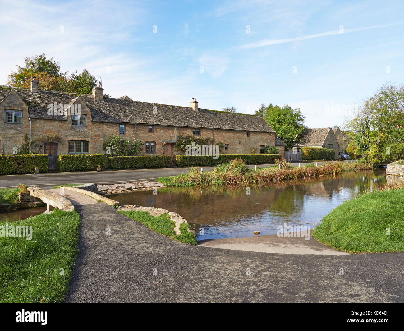 Cotswold village of Lower Slaughter and the river Eye Stock Photo