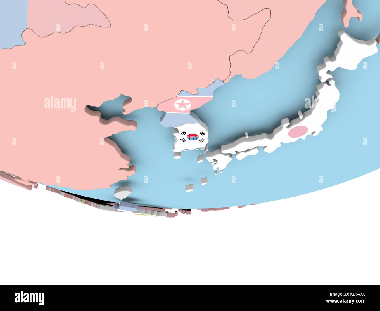 South Korea on globe with flag. 3D illustration Stock Photo - Alamy