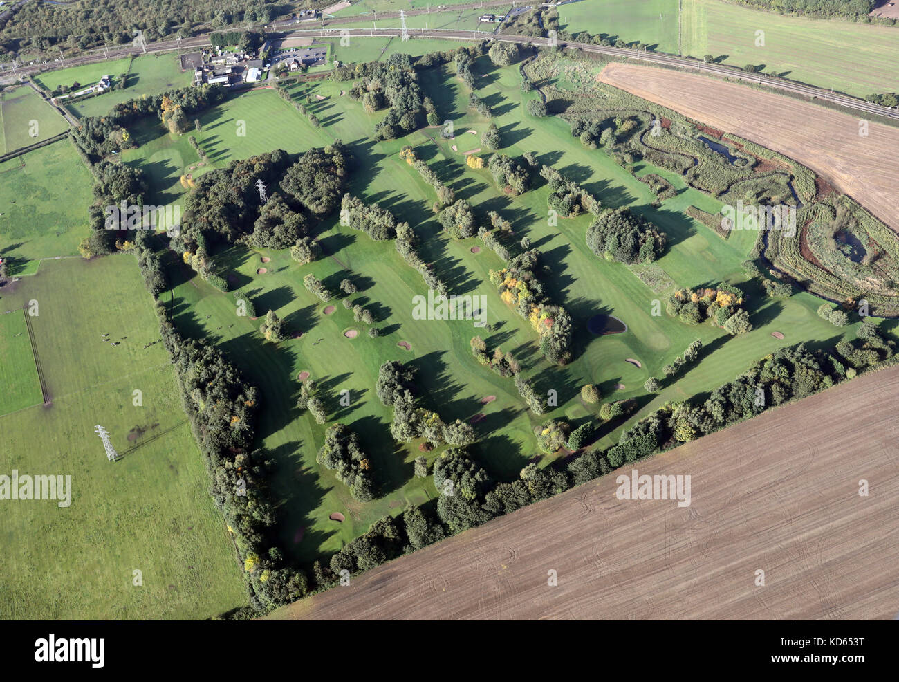 aerial view of Alder Root Golf Club in Newton le Willows, Lancashire, UK Stock Photo