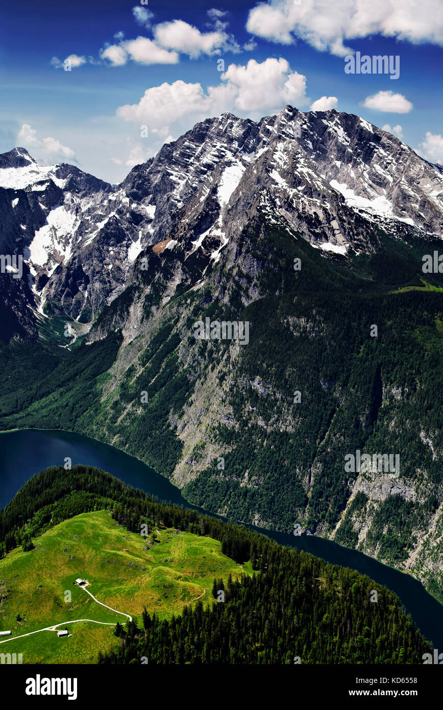 King`s Lake, Königssee, Watzmann Eastern Wall, Berchtesgadener Land ...