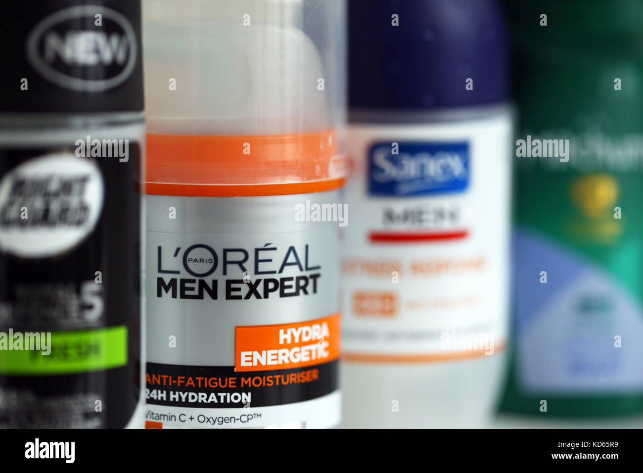 Mens skin care products Stock Photo