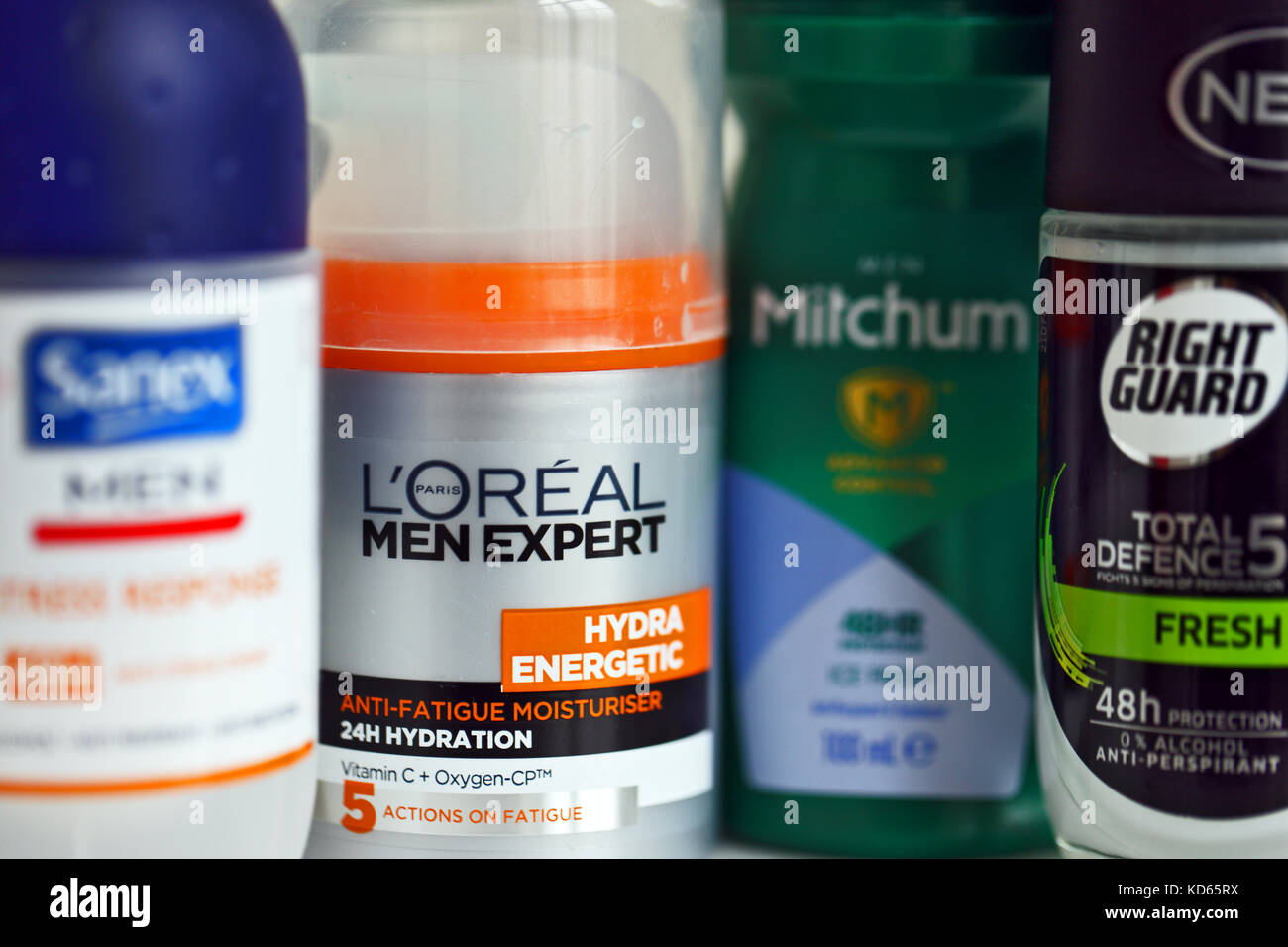 Mens skin care products Stock Photo