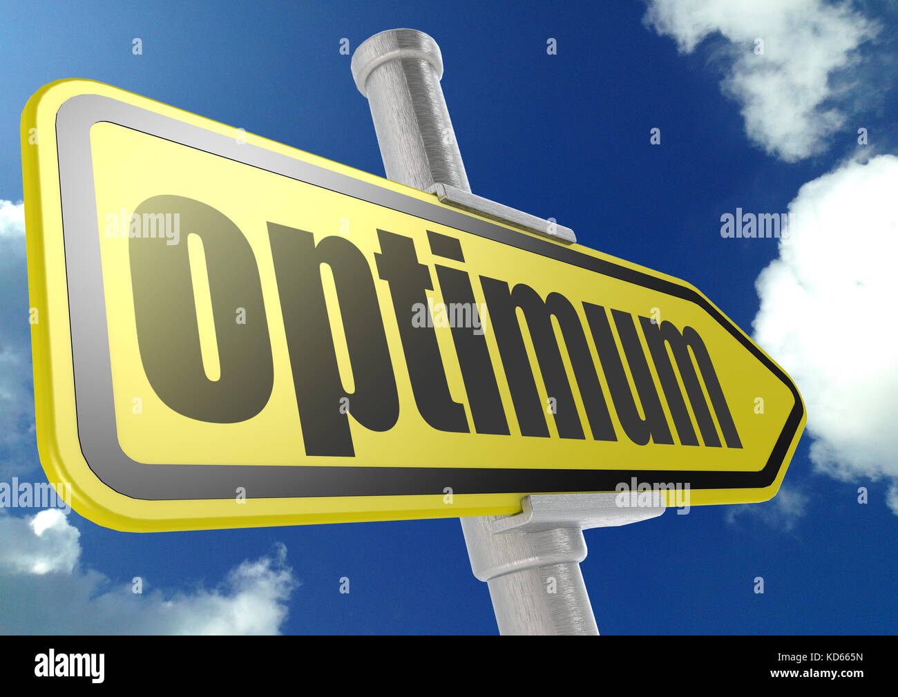 Yellow road sign with optimum word under blue sky image with hi-res ...