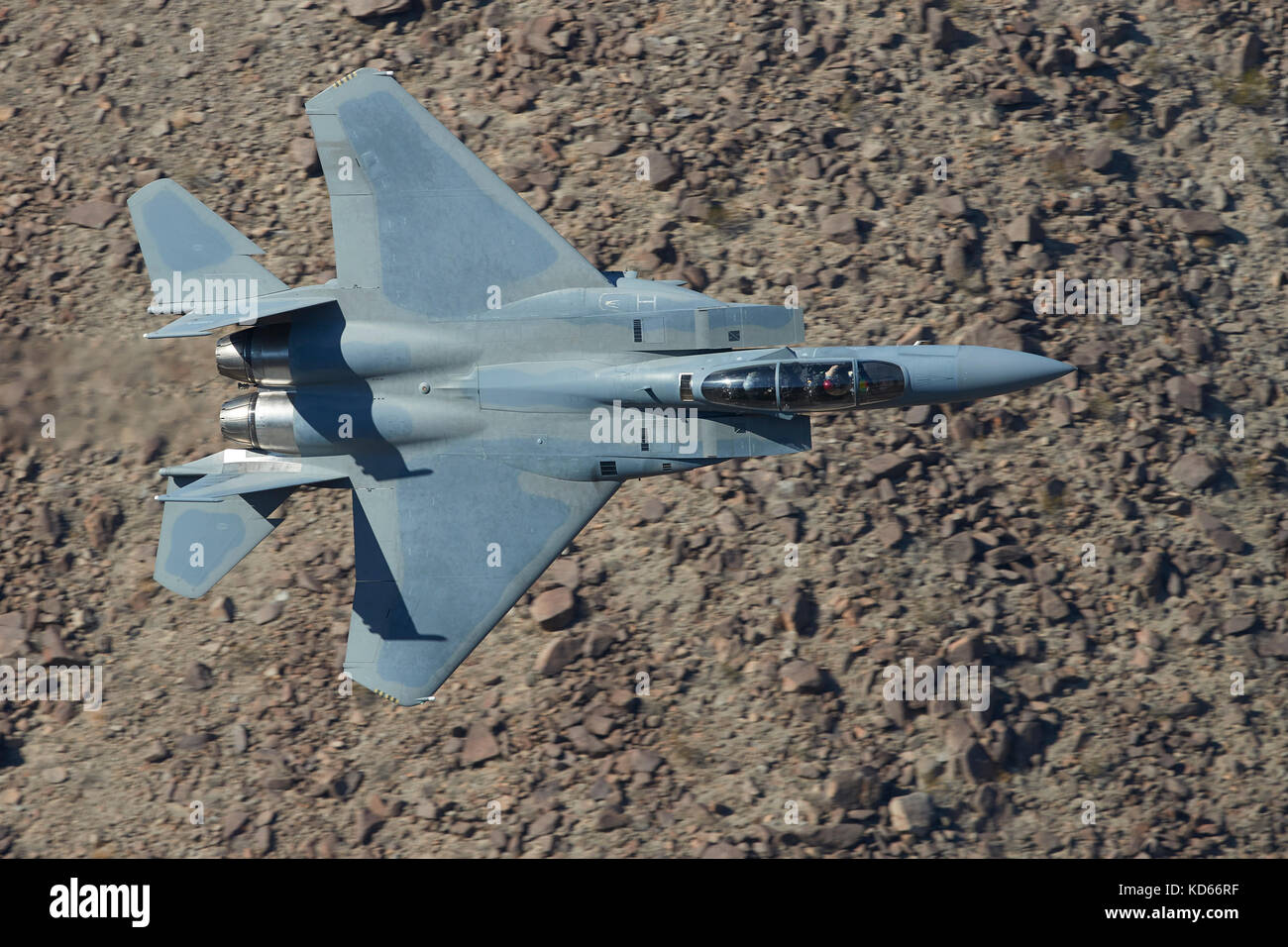 McDonnell Douglas (Boeing), F-15 Strike Eagle, Flying At Low Level Through Rainbow Canyon In Death Valley National Park, California, USA. Stock Photo