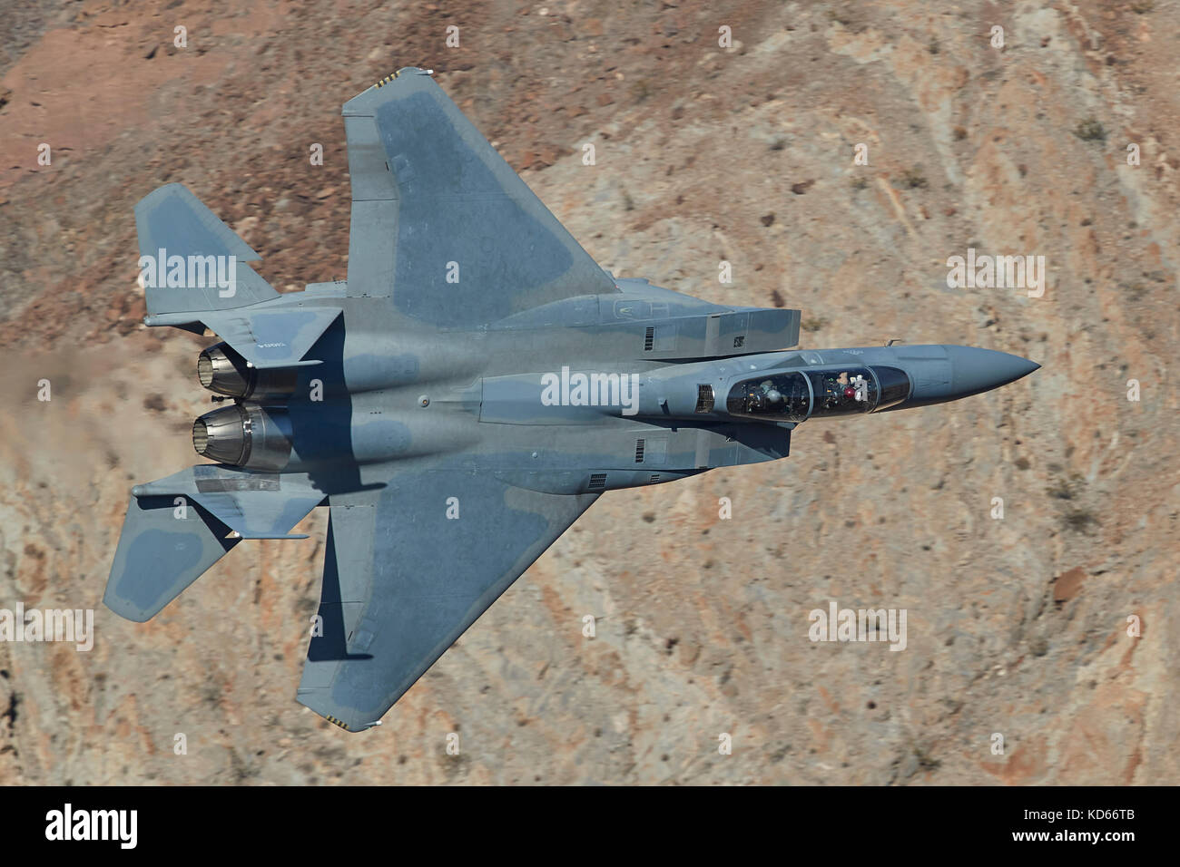 Boeing (McDonnell Douglas), F-15SA Eagle, Jet Fighter, Flying At Low Level Through Rainbow Canyon In Death Valley National Park, California, USA. Stock Photo