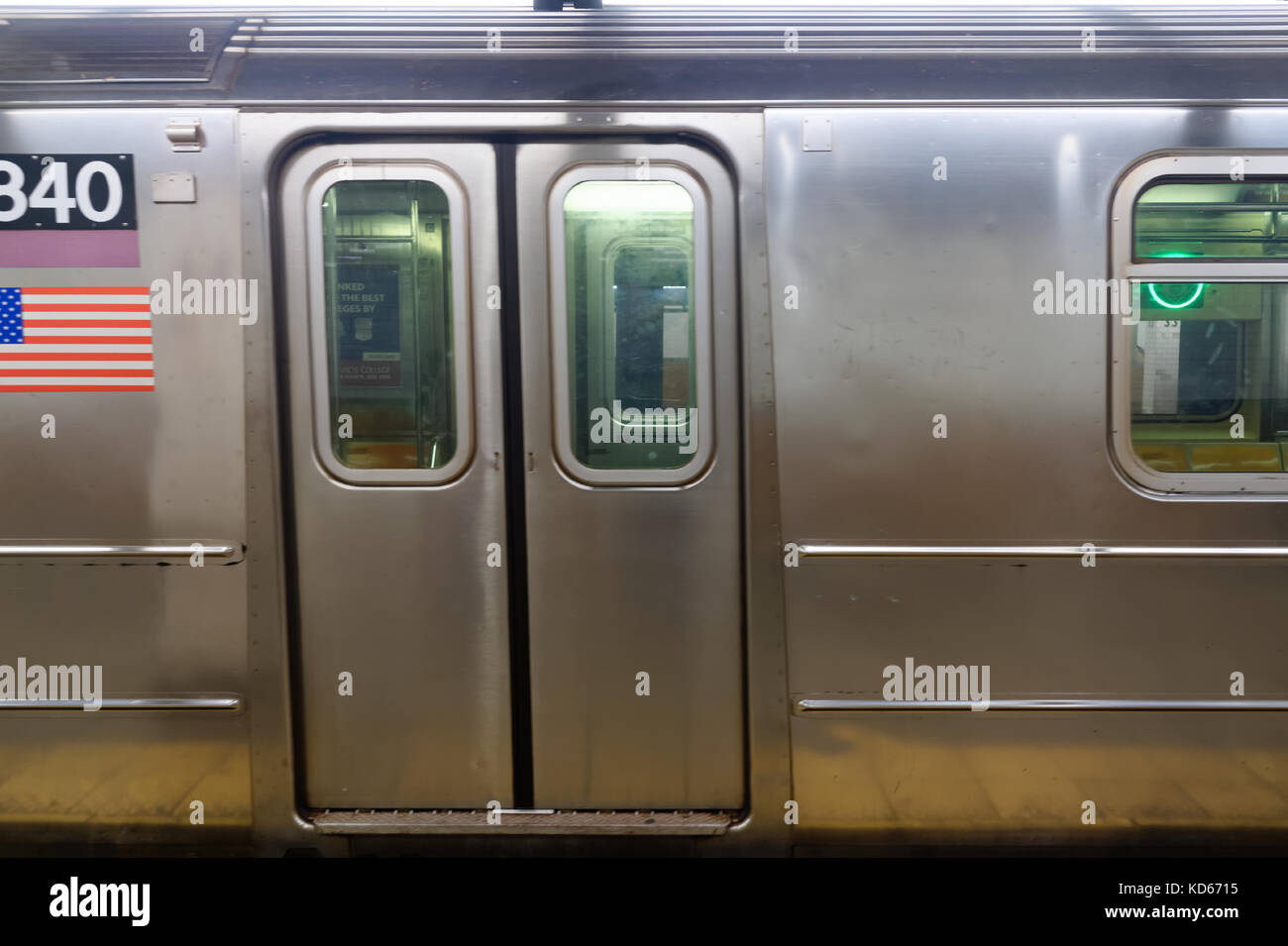 Subway train metal doors. Stock Photo