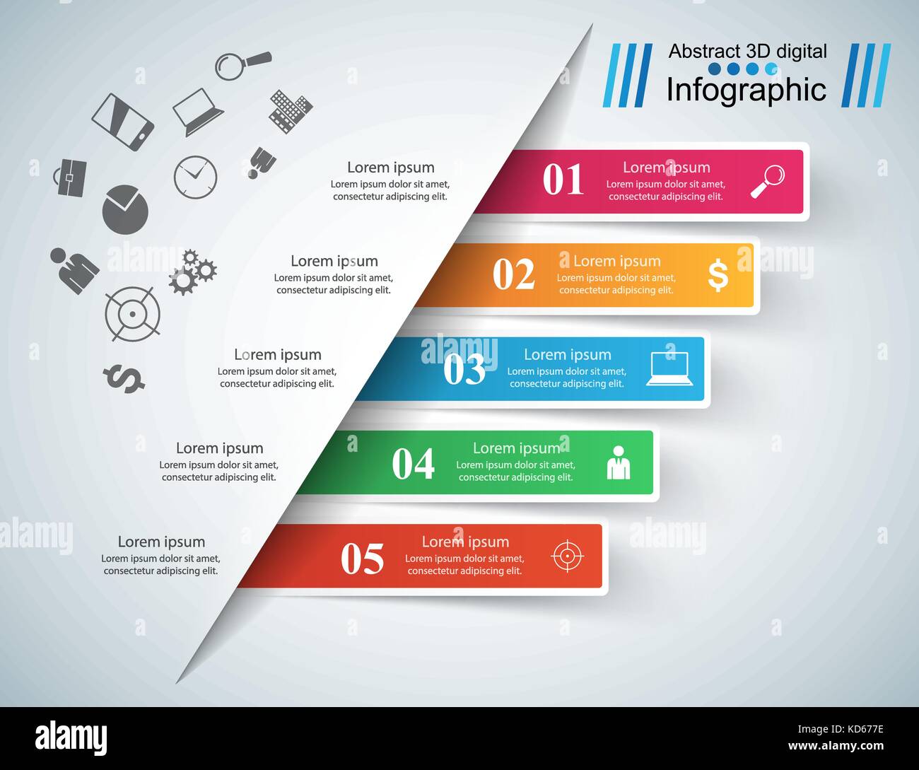 3D infographic design template and marketing icons Stock Vector Image ...